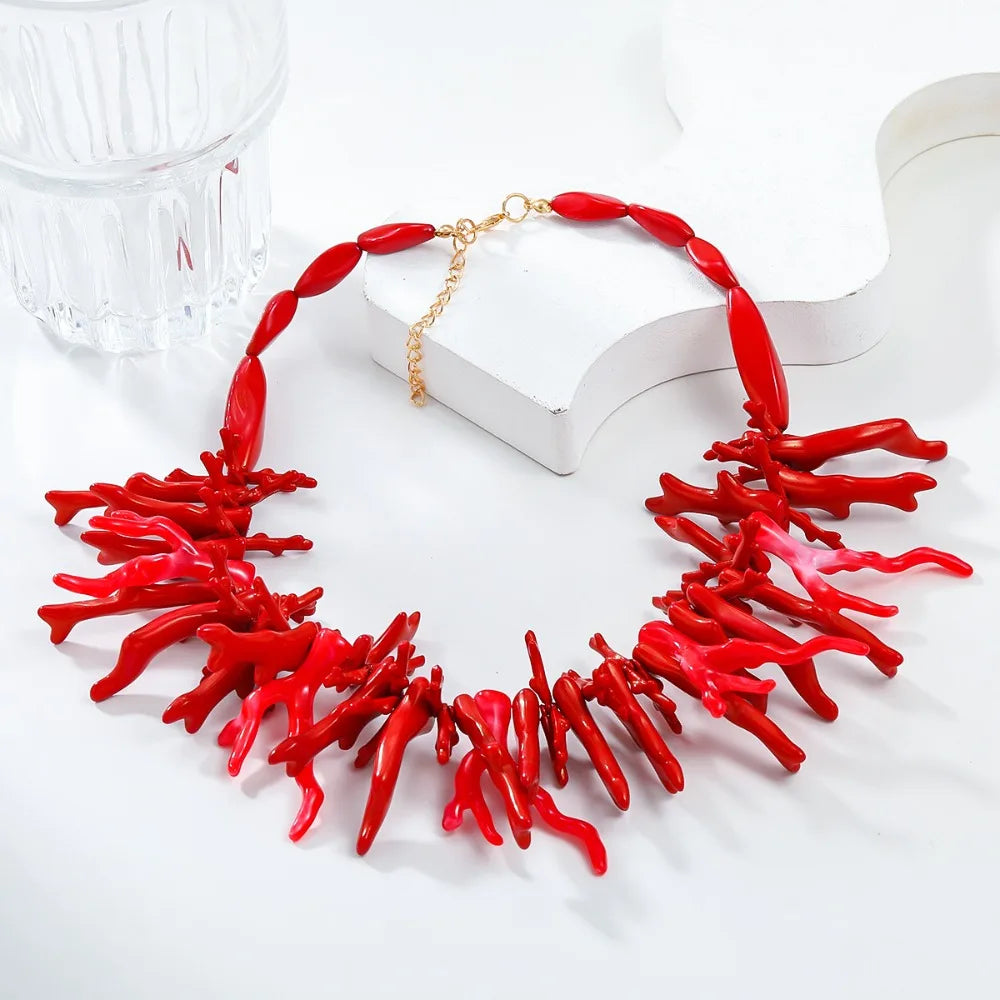 Lot of 2 red coral necklaces