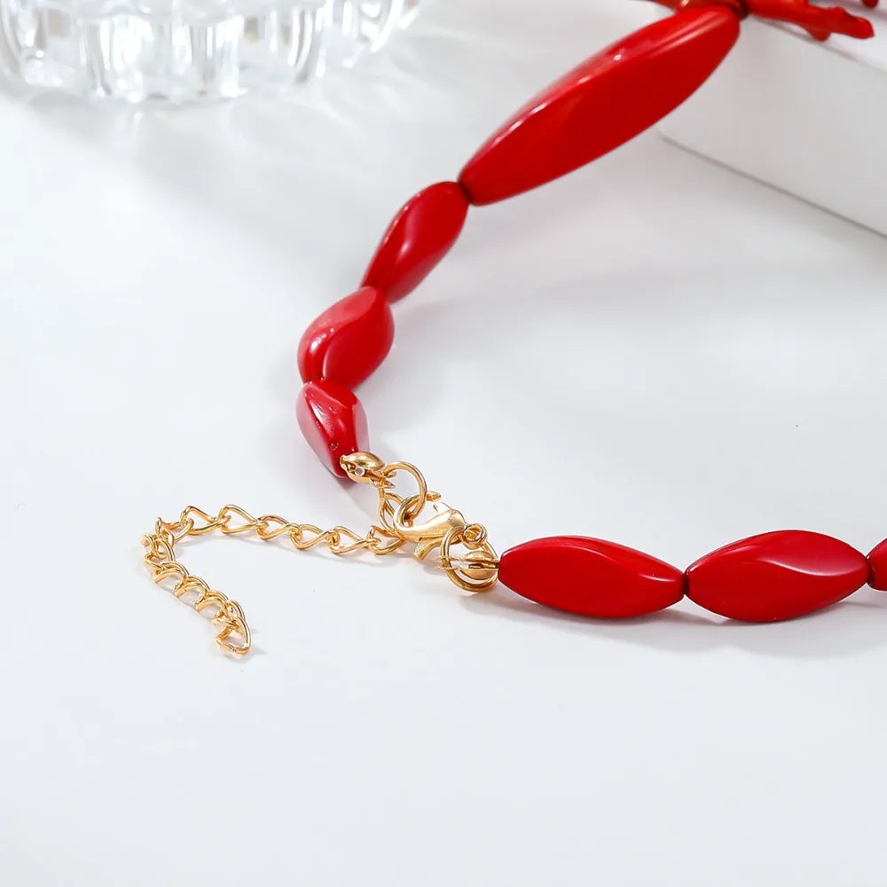 Lot of 2 red coral necklaces