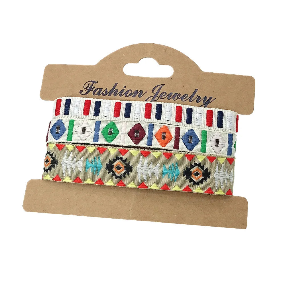 Set of 3 Handmade Ethnic Style Brazilian Bracelets multicolor