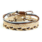 Set of 3 Waterproof Braided Brazilian Bracelets beige