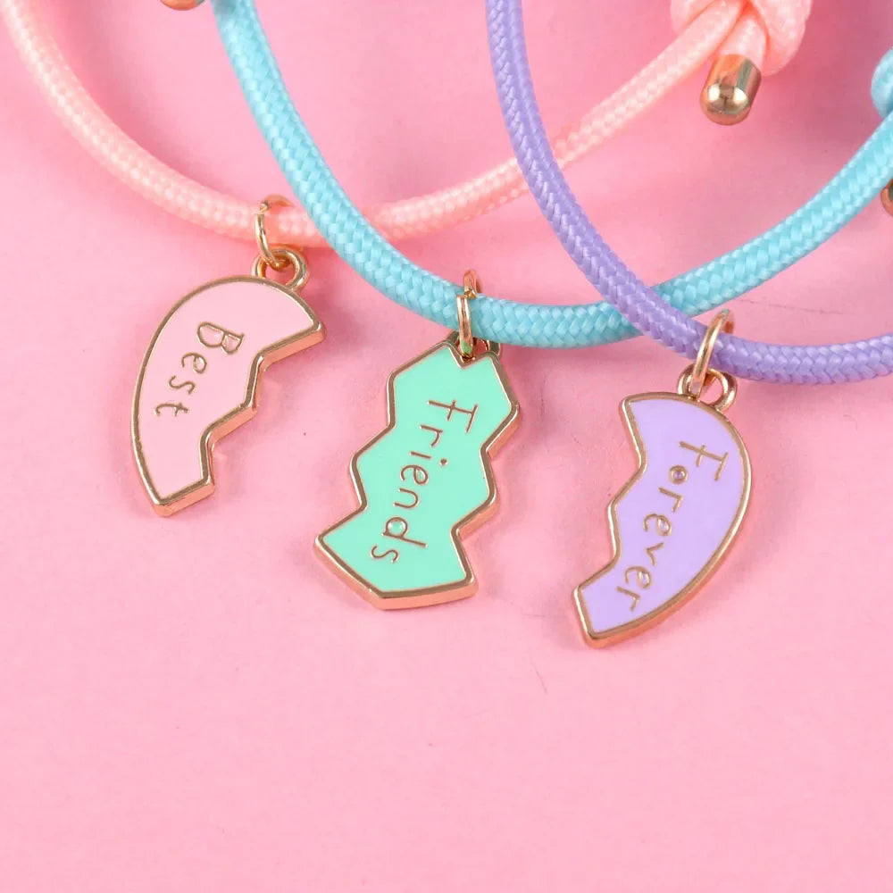 Set of 3 Cord Bracelets for a Trio of Best Friends silver