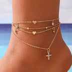 Set of 4 Women's Anklets Jewelry