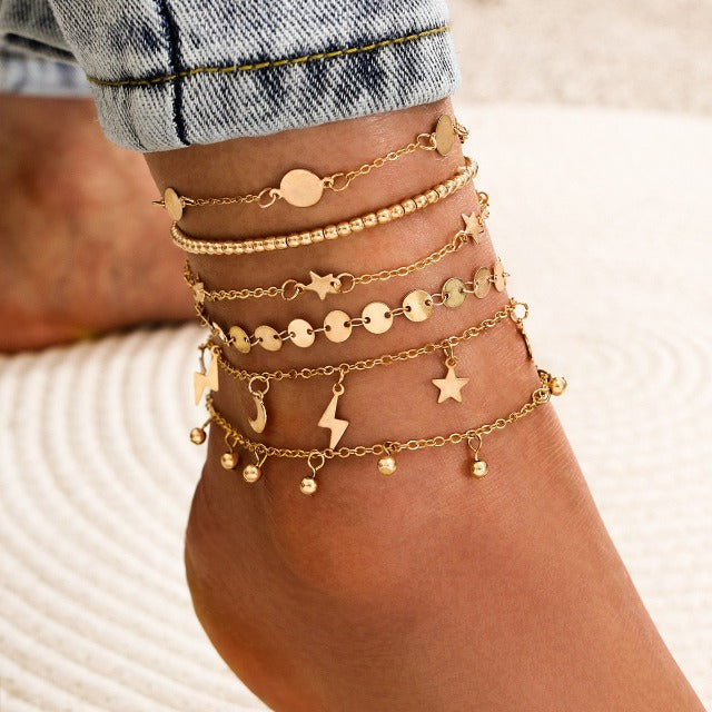 Set of 4 Women's Anklets Jewelry