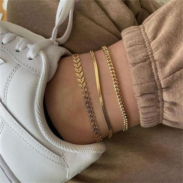 Set of 4 Women's Anklets Jewelry