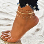 Set of 4 Women's Anklets Jewelry