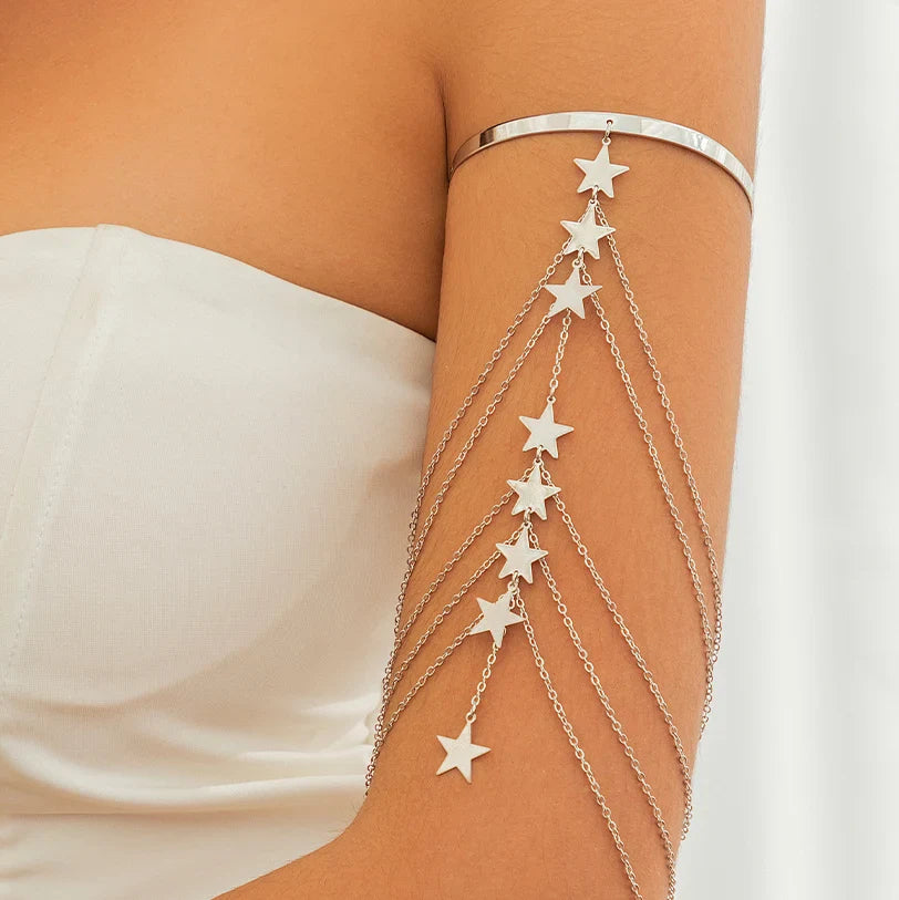 Upper Arm Ornament - Bicep Jewelry and Women’s Arm Chain Bracelet silver