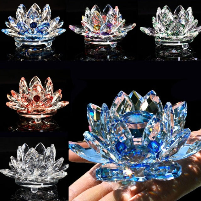 Crystal Glass Feng Shui Ornament "Quartz Flower" - Healing, Buddhism, Meditation
