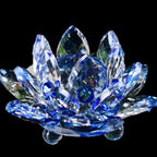 Crystal Glass Feng Shui Ornament "Quartz Flower" - Healing, Buddhism, Meditation blue