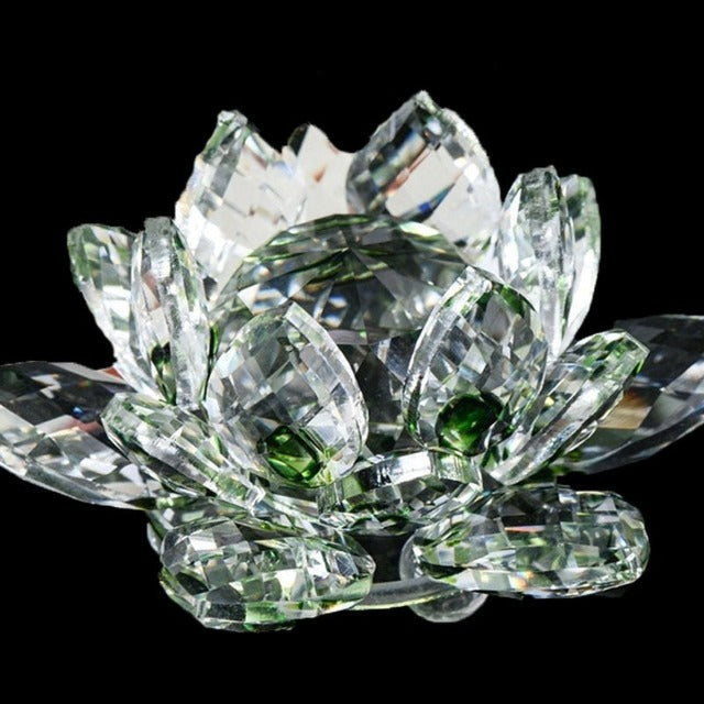 Crystal Glass Feng Shui Ornament "Quartz Flower" - Healing, Buddhism, Meditation green