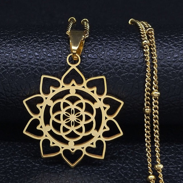 Flower of Life Pendant Silver & Gold gold