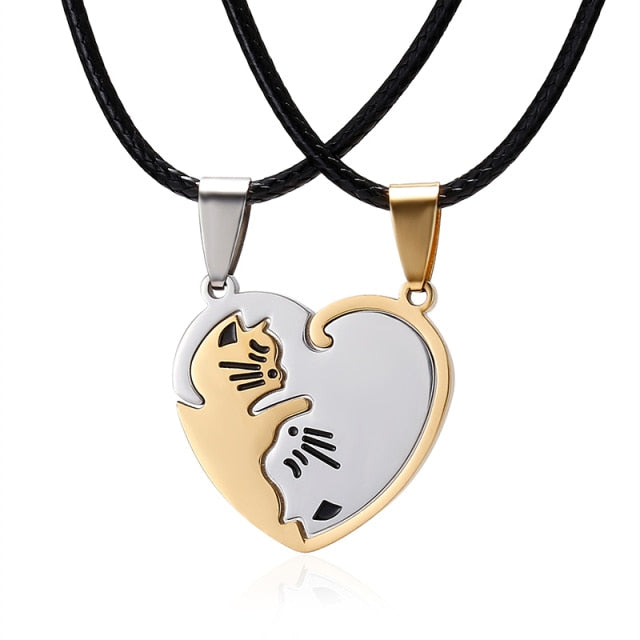 Cat Pendant for Couple gold