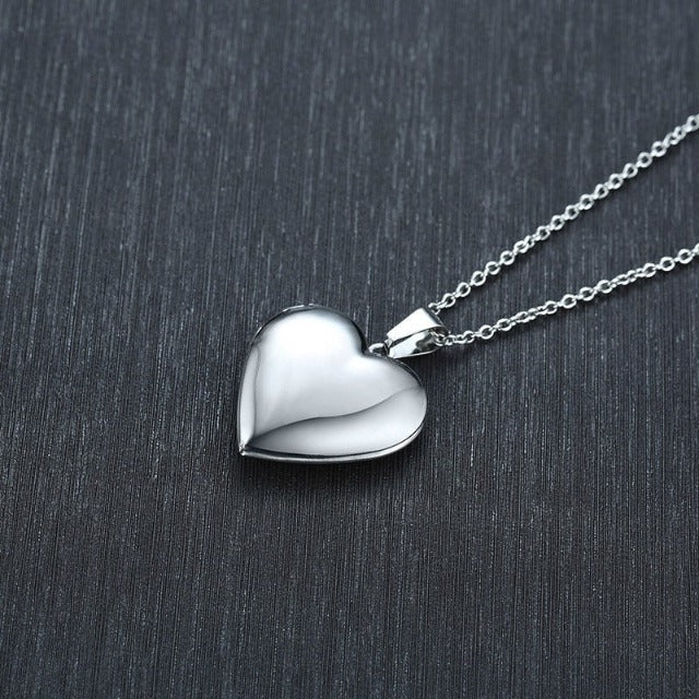 Openable Heart Locket for Photo silver