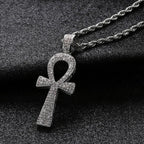 Silver-plated Egyptian ankh cross pendant