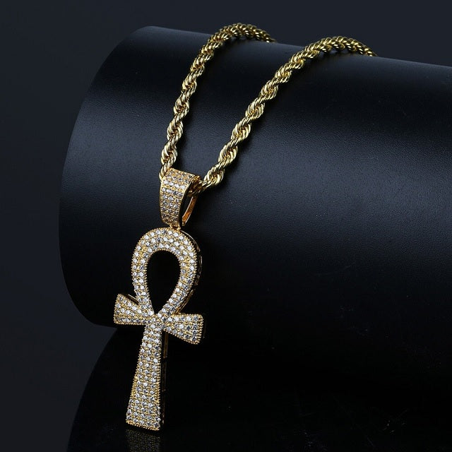Gold-plated Egyptian ankh cross pendant