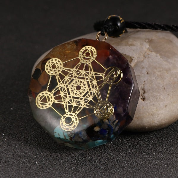 Orgonite Stone Pendant & Necklace for Men and Women Protection Meditation metatron tree of life