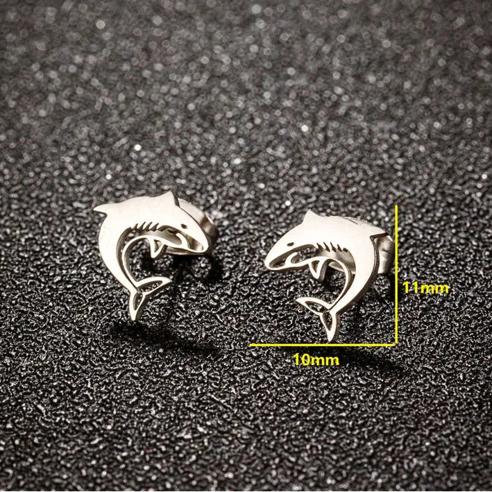 Small shark stud earrings