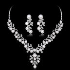 Wedding Necklace and Earrings Set with Pearl Jewelry Set